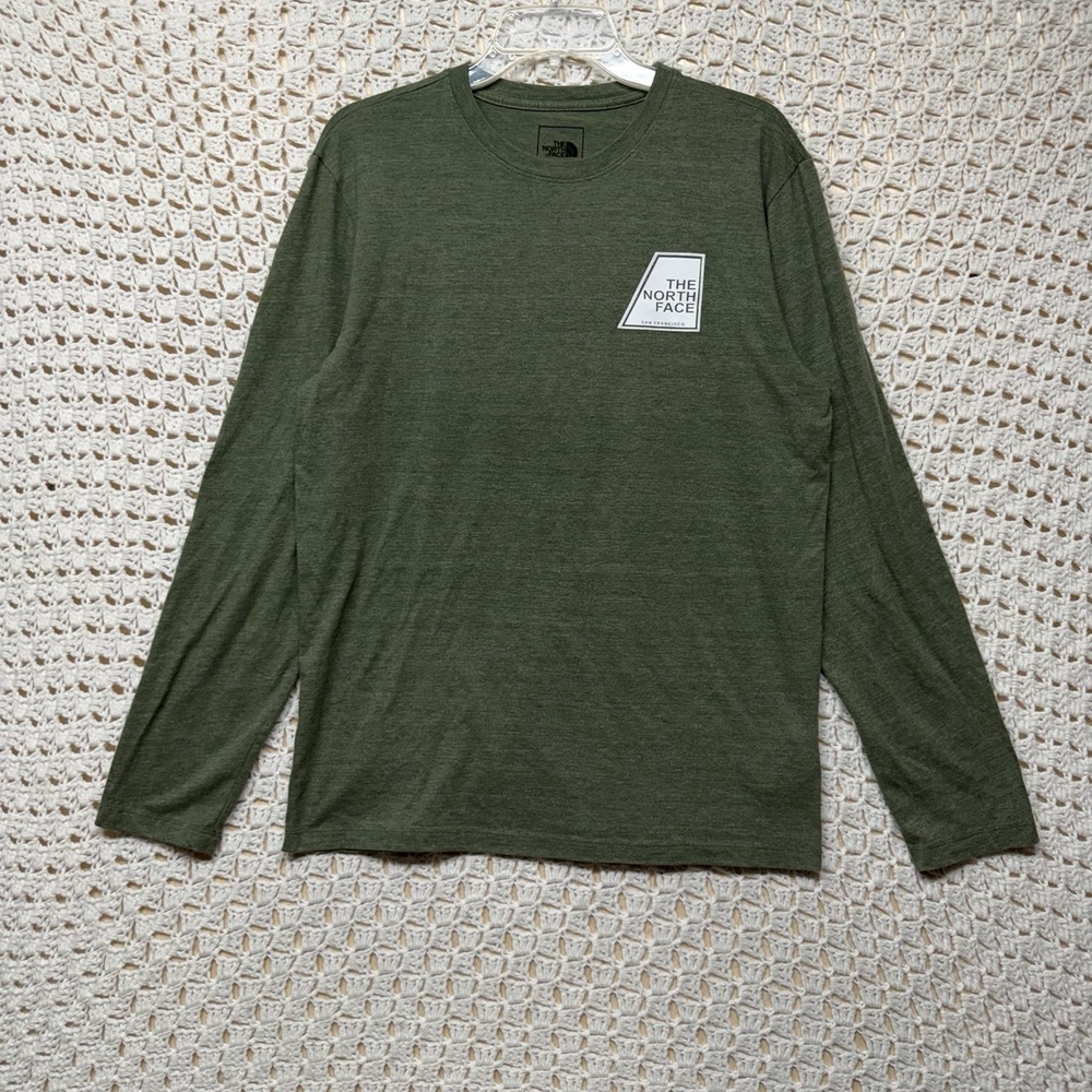 The North Face Shirt Mens L Olive Green Long Slv Logo San Francisco Graphic Tee